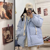 Short Jacket Woman Parkas Fall Winter Thick Warm Spliced Coat Oversized Korean Fashion Loose Puffer Outerwear